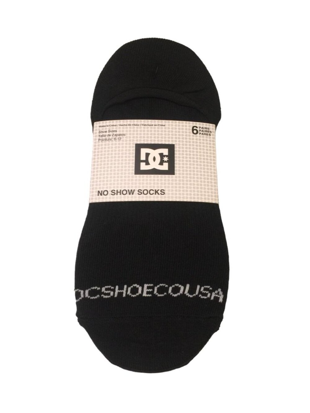 DC Shoes Co Men’s No Show Black Socks 6 Pairs Size 6-12